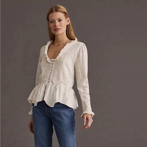 Anthropologie Tops - Anthropologie Forever The Girl Embroidered Lace Blouse- Size Medium